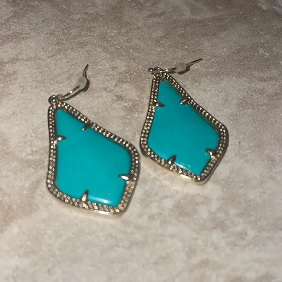 Kendra Scott Alex Gold Drop Earrings in Teal - Picture 3 of 8